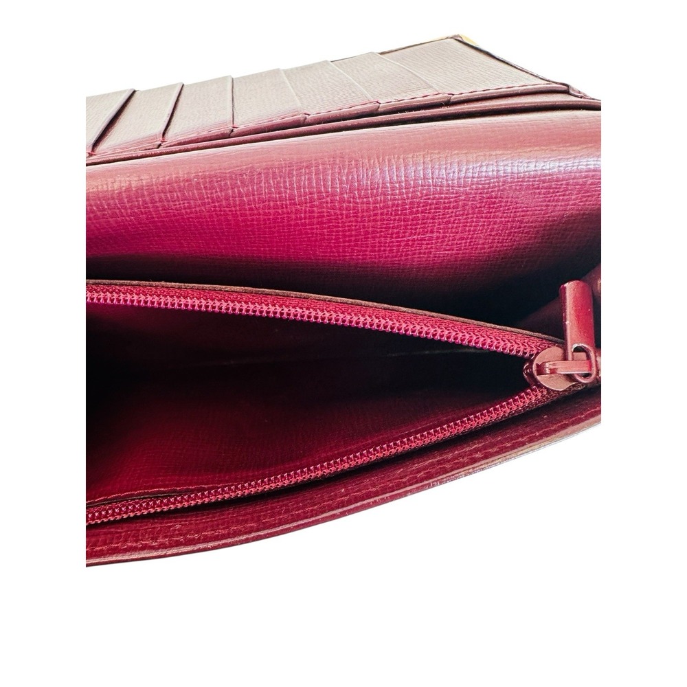 CARTIER Paris Burgundy Leather Billfold Breast Waller 12 Card Holder Pre-owned - Picture 5 of 12